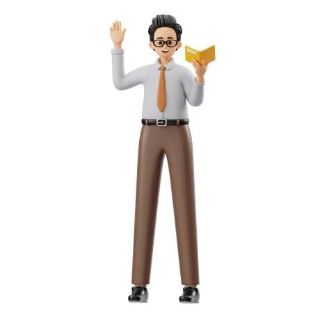 Profesor masculino sosteniendo libro  3D Illustration