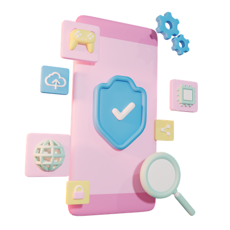 Protected Mobile  3D Illustration