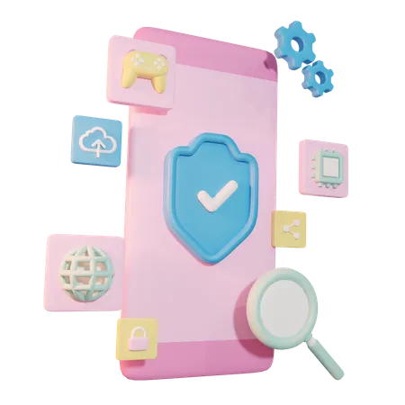 Protected Mobile  3D Illustration