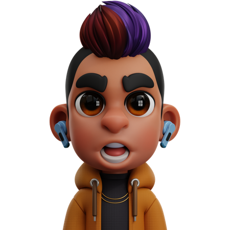 PUNKY BOY WITH HOODIE JACKET  3D Icon