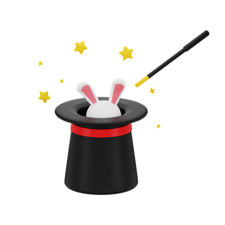 Rabbit in a hat  3D Icon