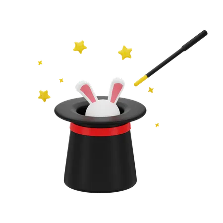 Rabbit in a hat  3D Icon