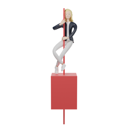 Red Candlestick  3D Illustration