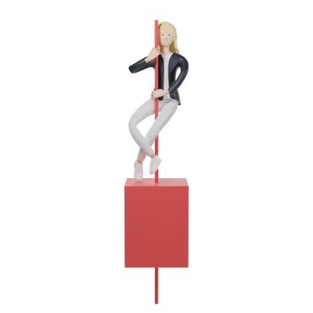 Red Candlestick  3D Illustration