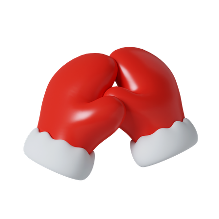 Red Santa Gloves  3D Icon