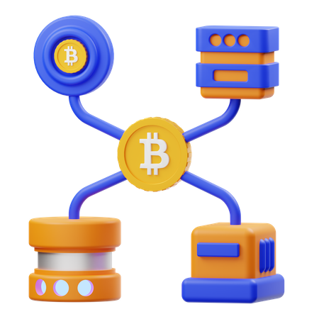 Réseau Bitcoin  3D Illustration