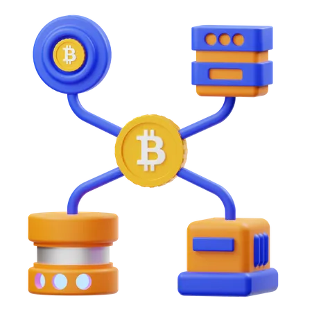 Réseau Bitcoin  3D Illustration