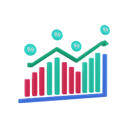 Rising Rupiah money investment  3D Illustration