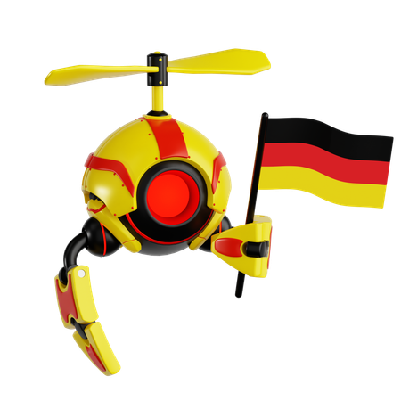 Drone robot tenant le drapeau allemand  3D Icon