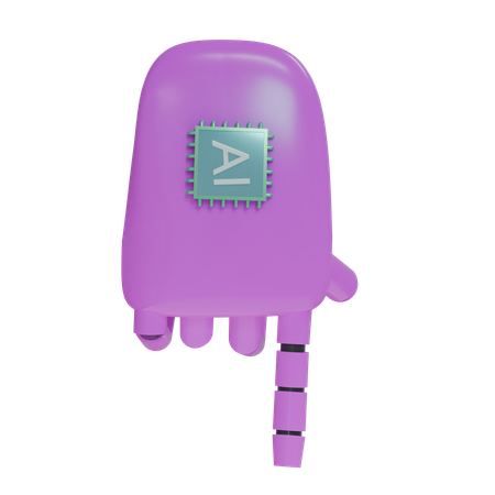 Robot Hand PointDown Magenta  3D Icon