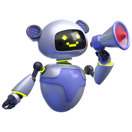 Robot Promotion with Megaphone  3D Illustration