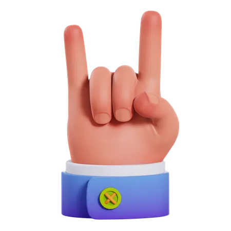 Rock On Hand Gesture  3D Illustration