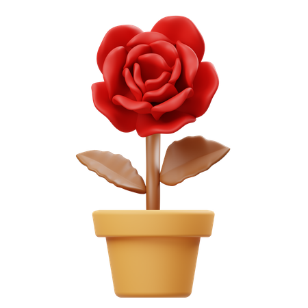 Rose Flower Pot  3D Icon