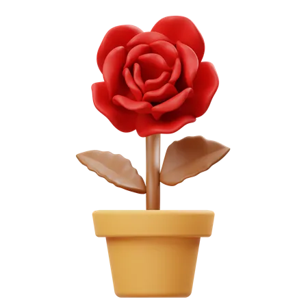 Rose Flower Pot  3D Icon