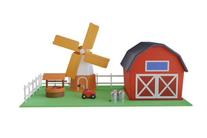 Rural Farm  3D Illustration