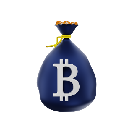 Sack of Bitcoin  3D Illustration