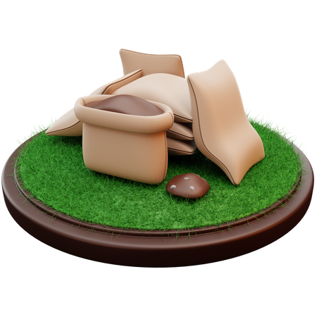 Sack Of Soil  3D Illustration