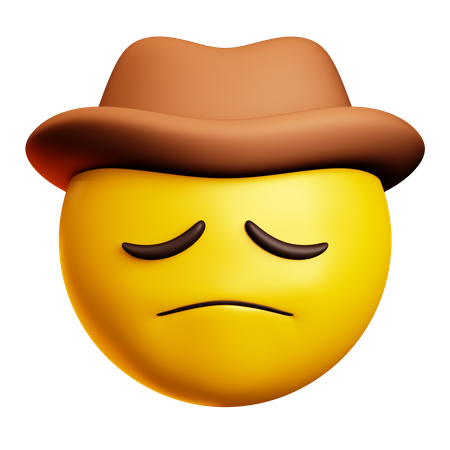 Sad Cowboy With Brown Hat  3D Icon