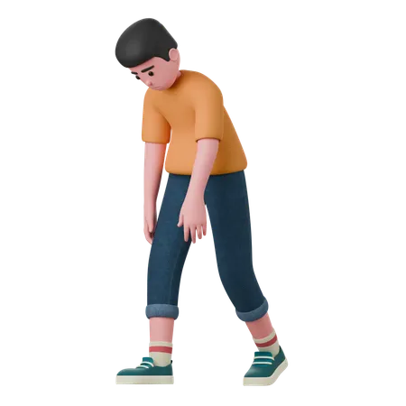 Sad Man Is Walking  3D Illustration