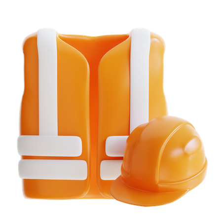 Safety Vest And Helmet  3D Icon