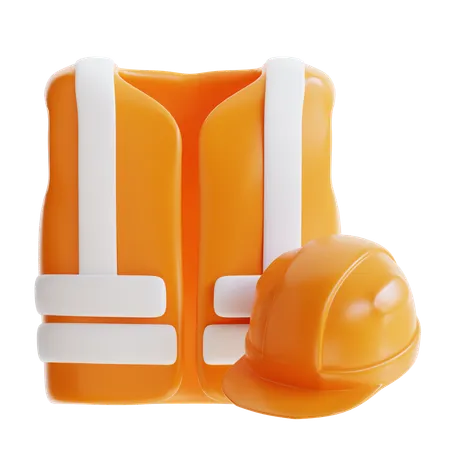 Safety Vest And Helmet  3D Icon