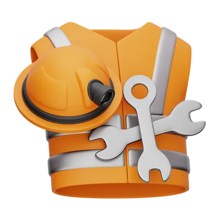 Safety Vest And Helmet  3D Icon