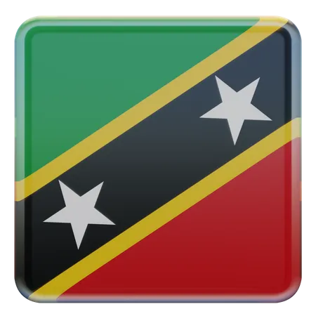 Saint Kitts and Nevis Square Flag  3D Icon