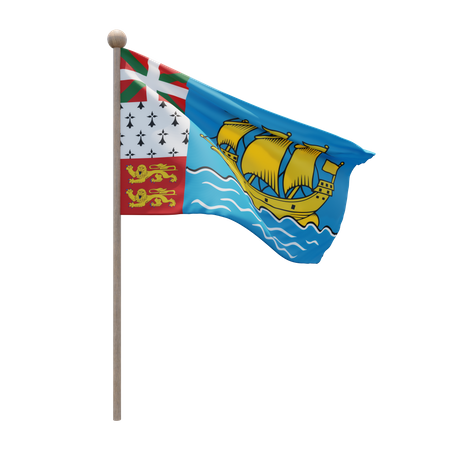 Saint Pierre and Miquelon Flagpole  3D Icon