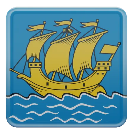 Saint Pierre and Miquelon Square Flag  3D Icon