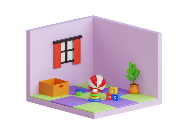 Sala de juegos para niños  3D Illustration