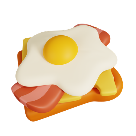 Sandwich With Fried Egg  3D Illustration