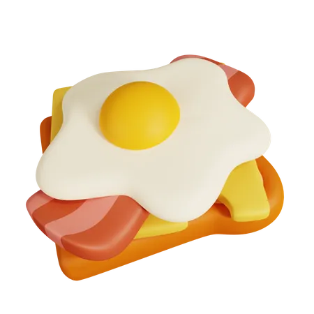 Sandwich With Fried Egg  3D Illustration