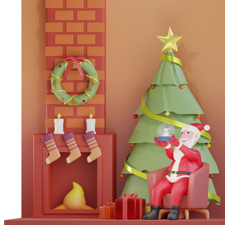 Santa Claus Celebrating Christmas  3D Illustration