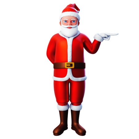 Santa Claus Pointing To Right Side Using Right Hand  3D Illustration