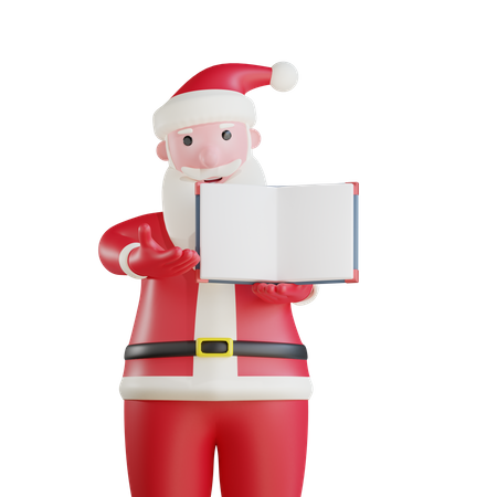 Santa Claus Showing Book  3D Illustration