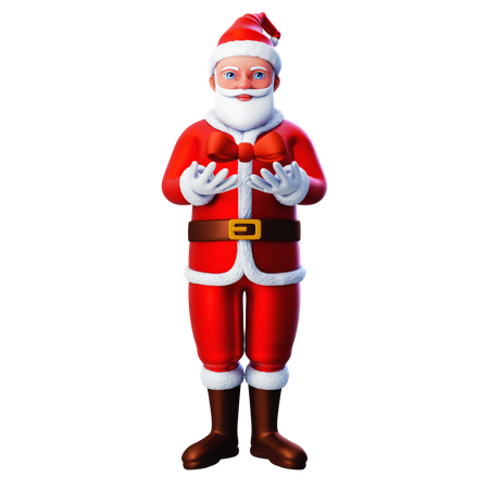 Santa Claus Showing Bow Ribbon  3D Illustration