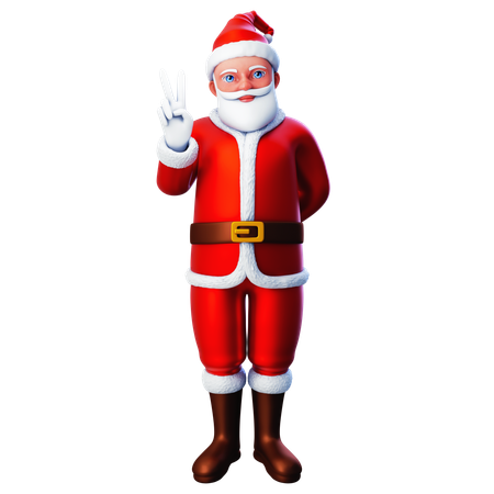 Santa Claus Showing Peace Hand Using Left Hand  3D Illustration