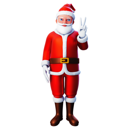 Santa Claus Showing Peace Hand Using Right Hand  3D Illustration