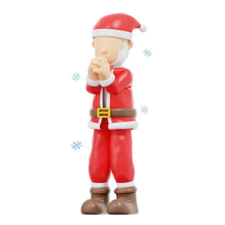 Santa Claus Stand And Pray Pose  3D Illustration