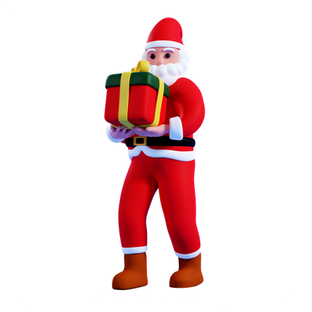 Santa holding giftbox  3D Illustration