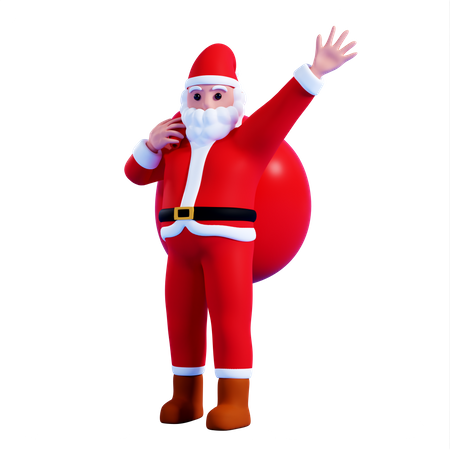 Santa with giftbag  3D Illustration