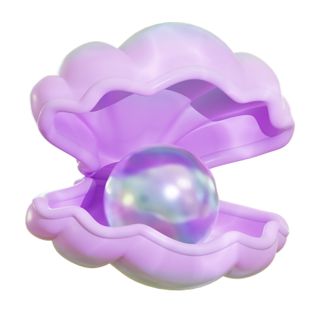 Scallop Shell With Pearl  3D Icon