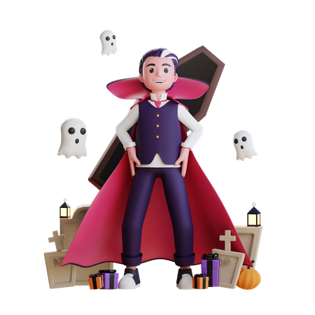 Scary Vampire  3D Illustration