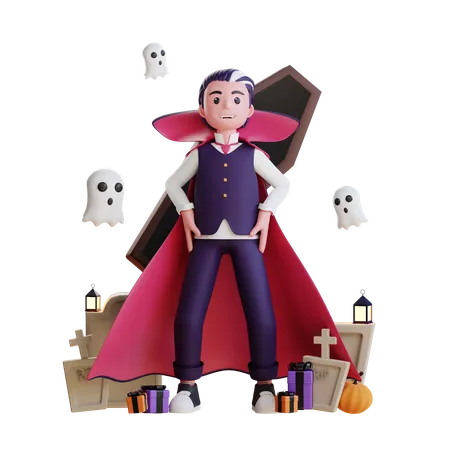 Scary Vampire  3D Illustration