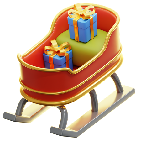 Schlitten mit verpackten Geschenken  3D Icon