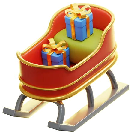 Schlitten mit verpackten Geschenken  3D Icon