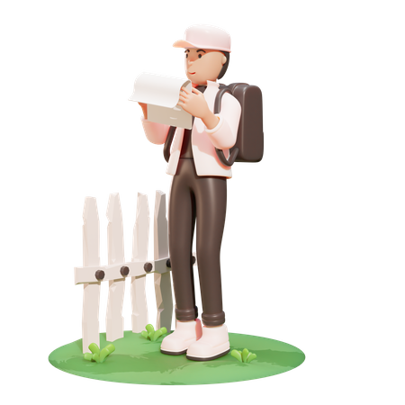 School boy reading  3D Illustration