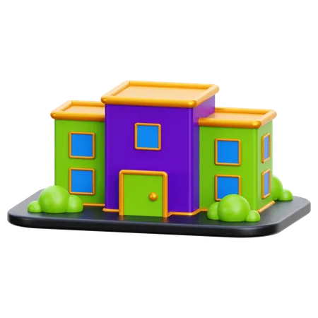 School Building  3D Icon