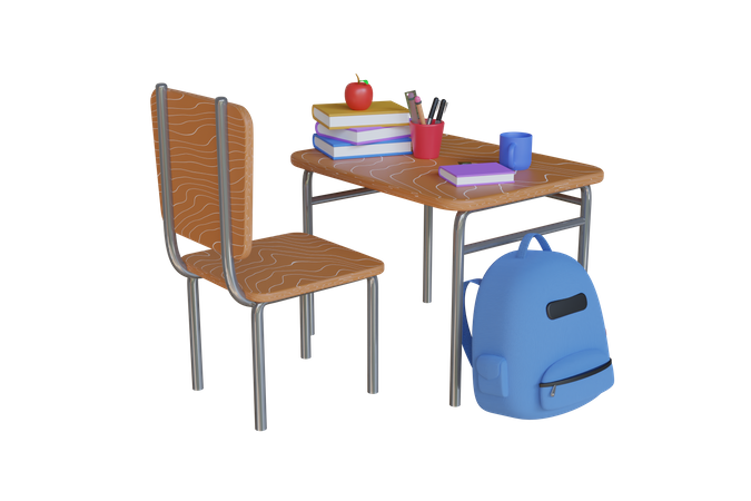 School Desk  3D Illustration