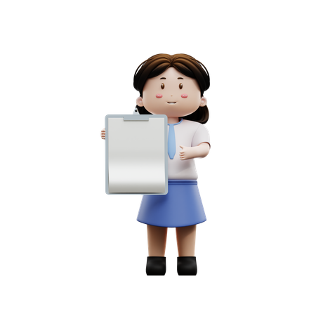 School student holding exam board  3D Illustration